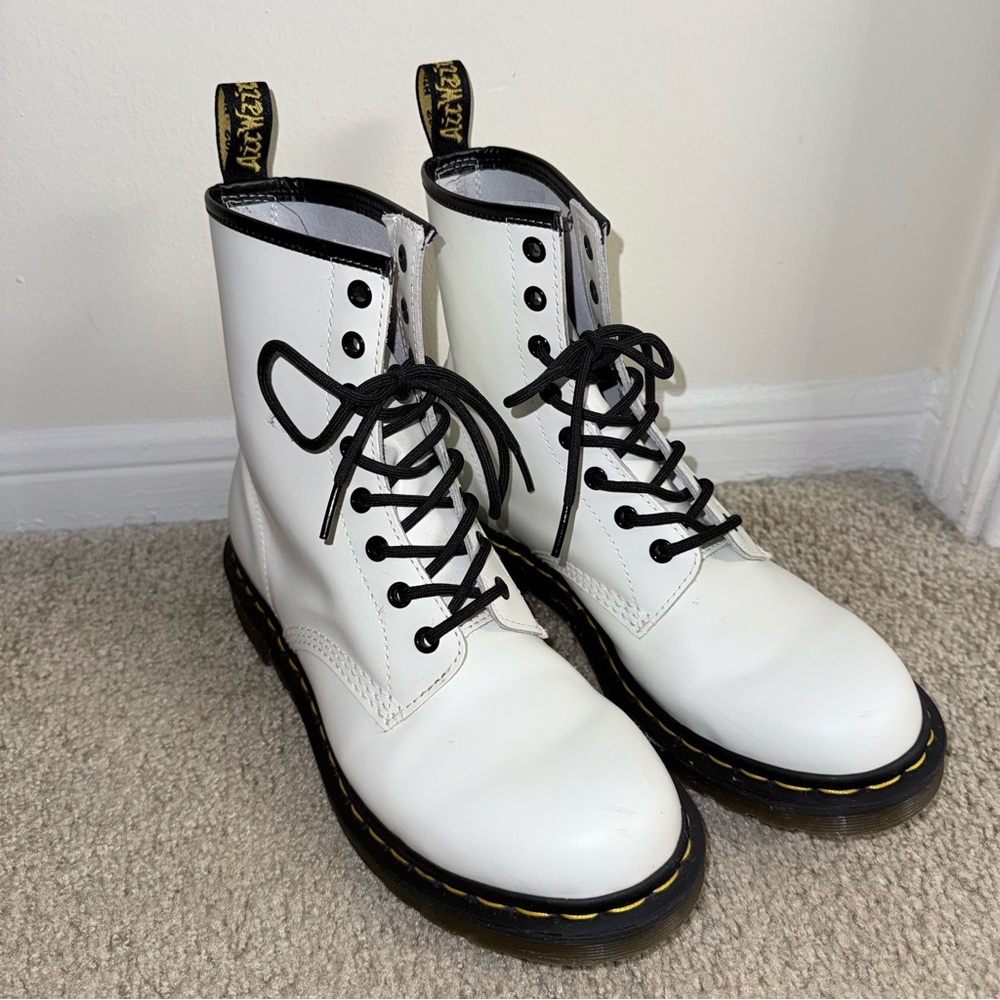 dr martens women’s lace up boots in white